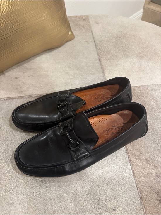 Salvatore Ferragamo Black Leather Bit-Detail Slip-On Loafers main image 6